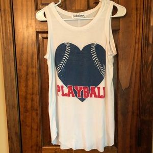 Adorable baseball themed scoopneck tank